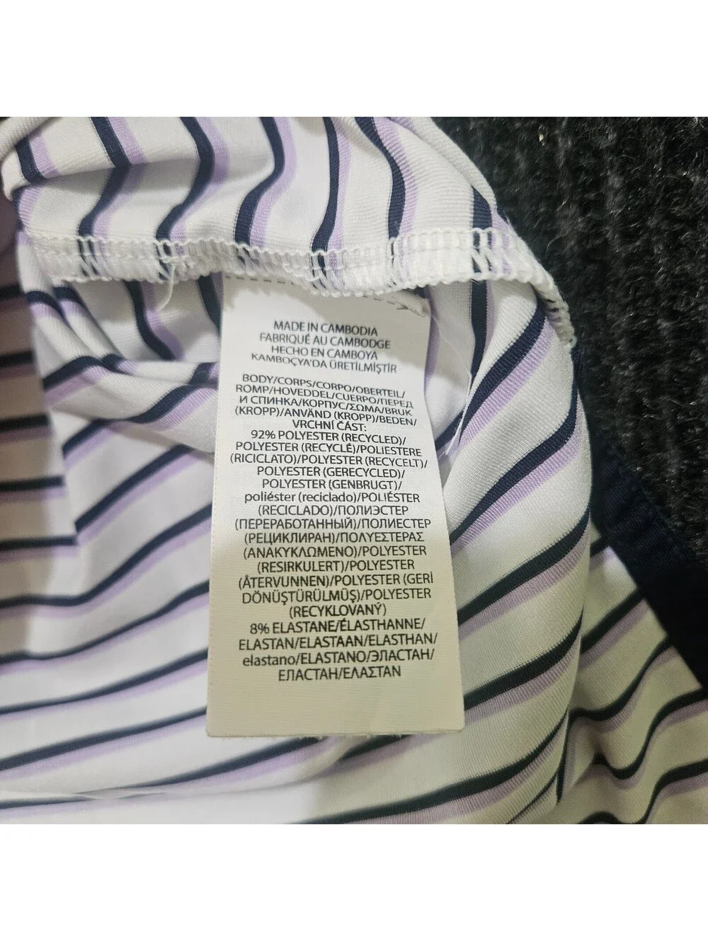 RLX Ralph Lauren Striped Golf Polo Shirt White, Black, and Purple SZ Medium